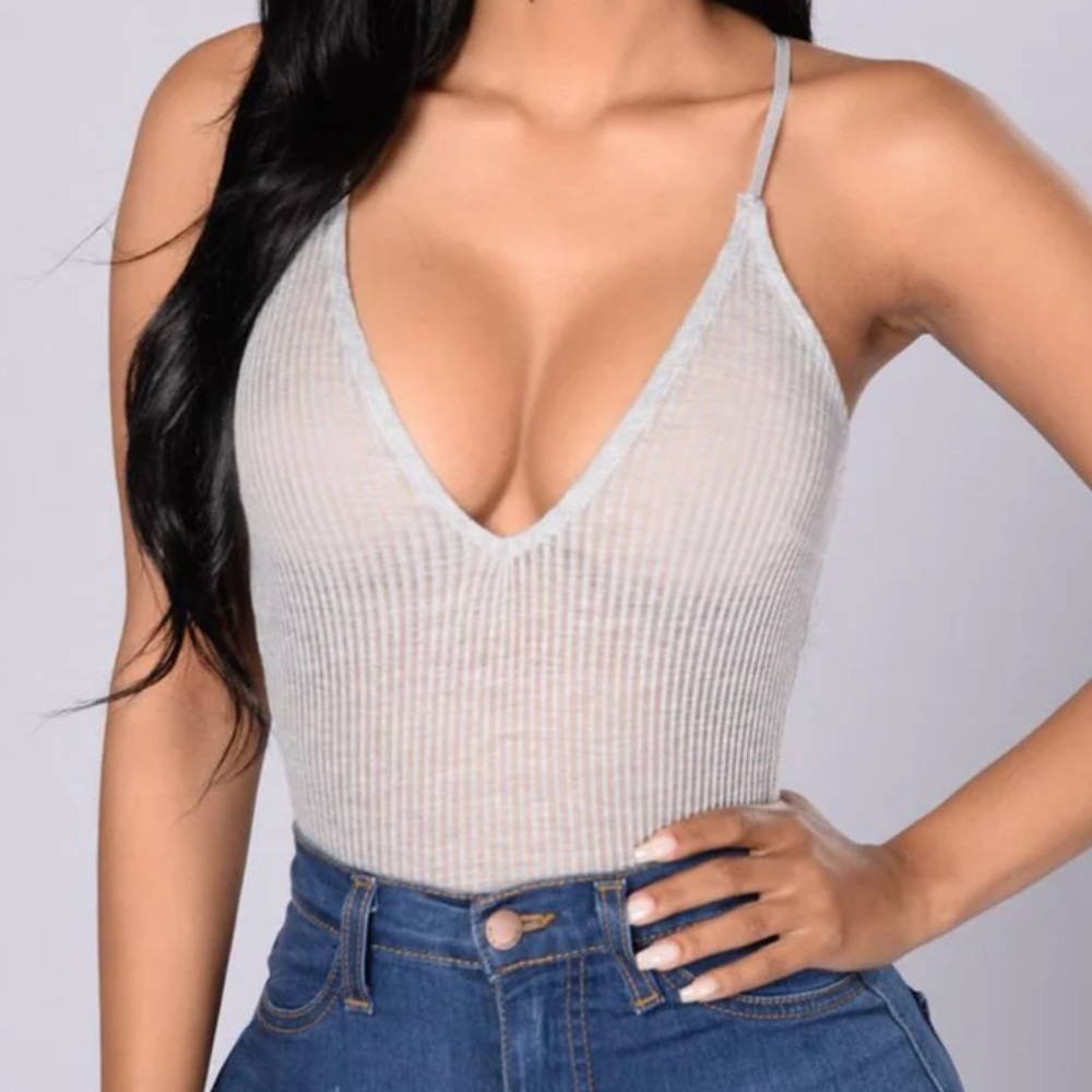 Cross the Road Bodysuit -Heather FashionNova Gray Bodysuit